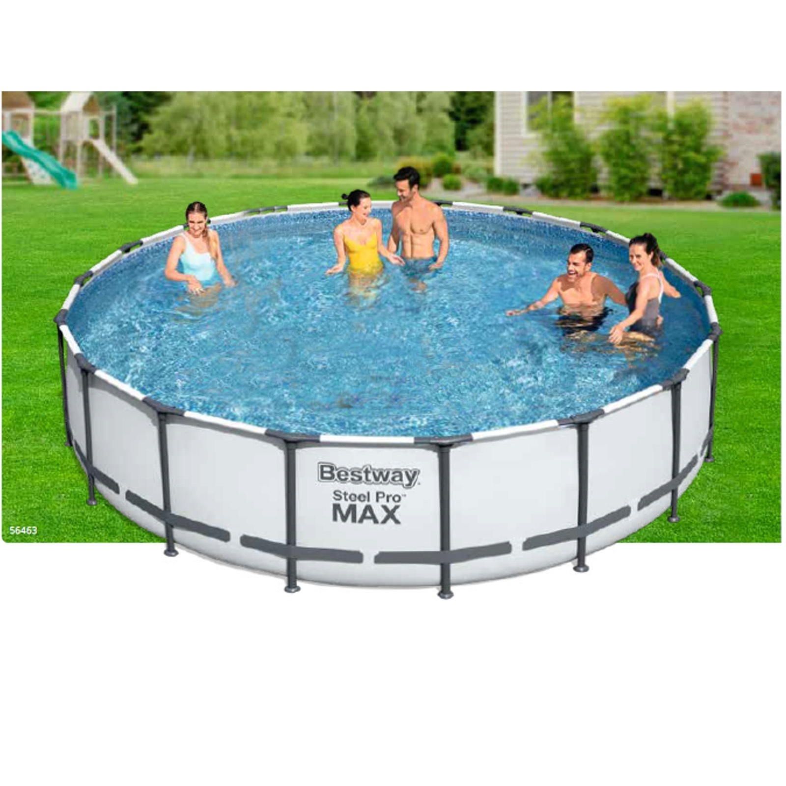 Bestway 56438 STEEL PRO MAXTM PACKAGING 15 ft. x 48 in. / 4.57 m x 1.22 m  Round Frame Swimming Pool for adults