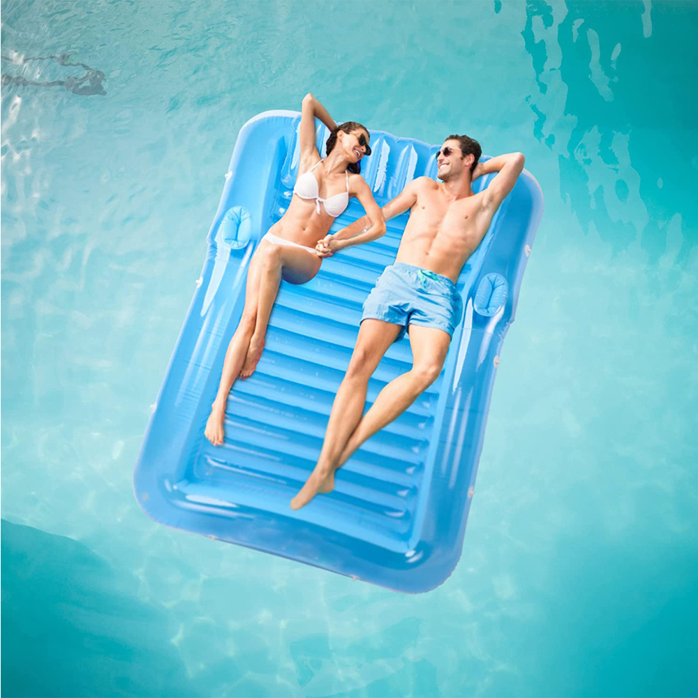 Blow Up Tanning Pool Raft Tub Sunbathing pool with Inflatable Pillow for Family Outdoor