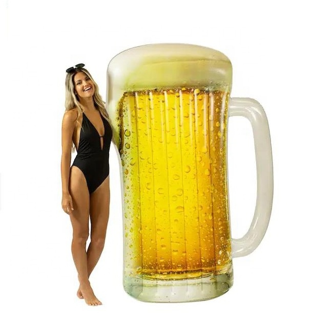 Inflatable Giant Beer Mug Pool Float Foldable Custom Swimming Floating For Adults