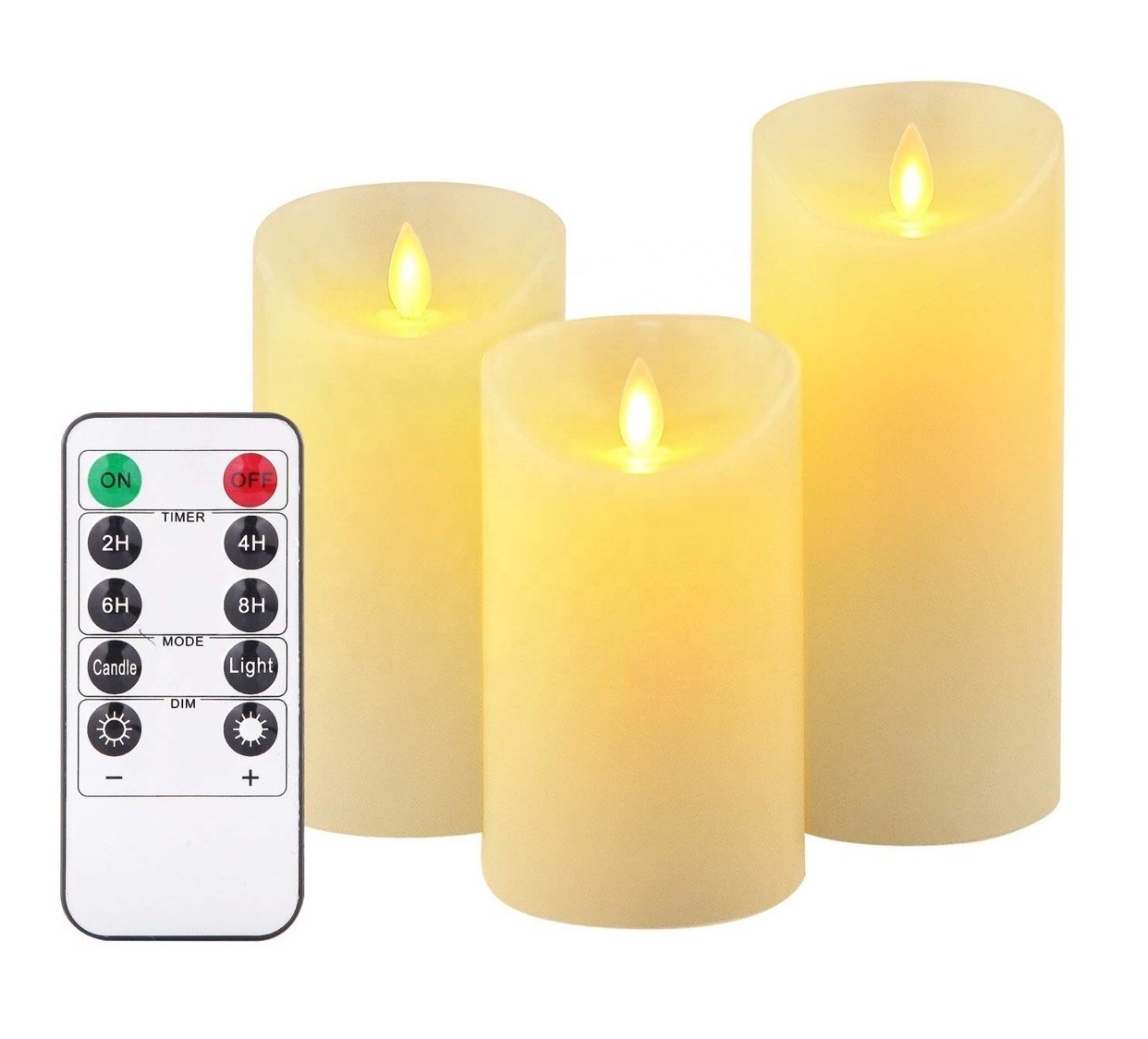 Christmas Decoration Supplier Battery Operated Candles  Real Wax Pillar LED Flickering Candles With Remote Control And Timer