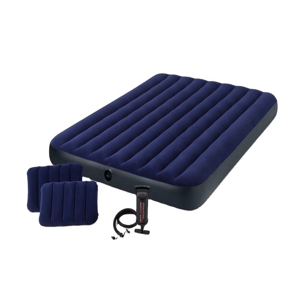 INTEX 64757 Blue Classic Flocking Indoor And Outdoor Folding Single Mattress Bed