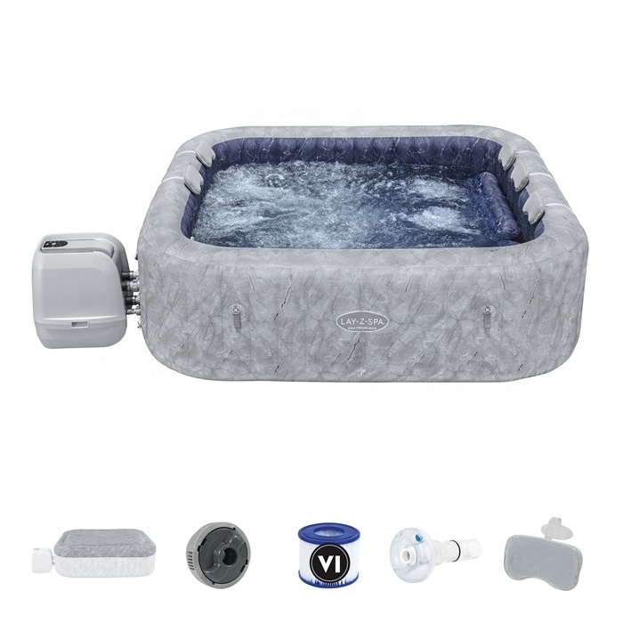 Bestway 60161 Lay-Z-Spa Inflatable Hot Tub Spa Square Spas & Accessories To 5-7 People