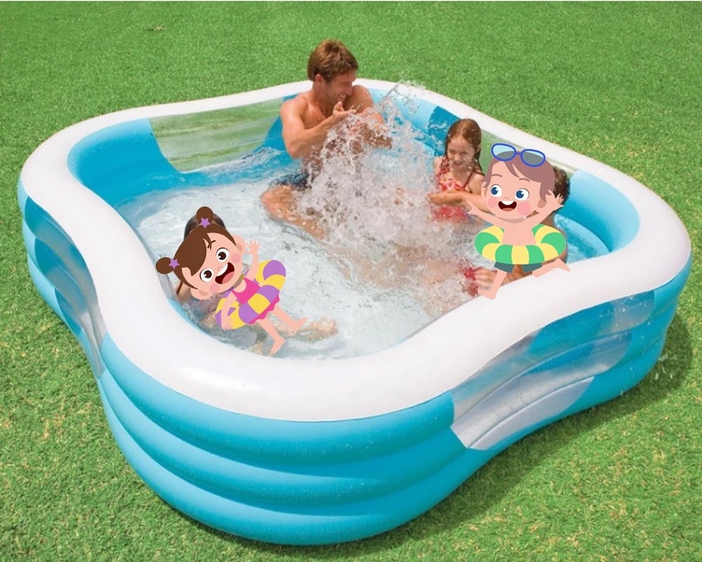 Intex 57495 Beach Wave Swim Center Pool Inflatable Family Swimming Pool for Kids and Adults