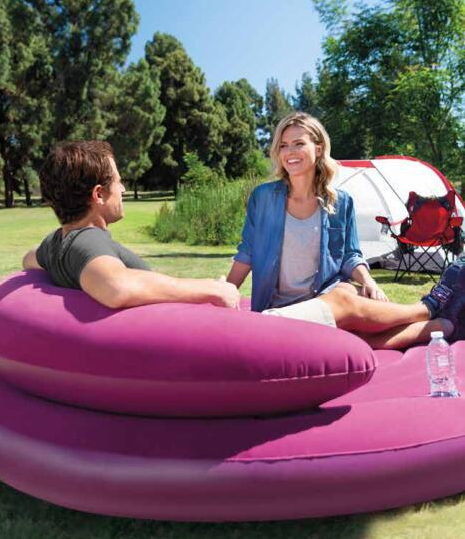 Intex 68881 Convertible Inflatable Air Bed Round Inflatable Ultra Daybed Lounge Sofa Furniture