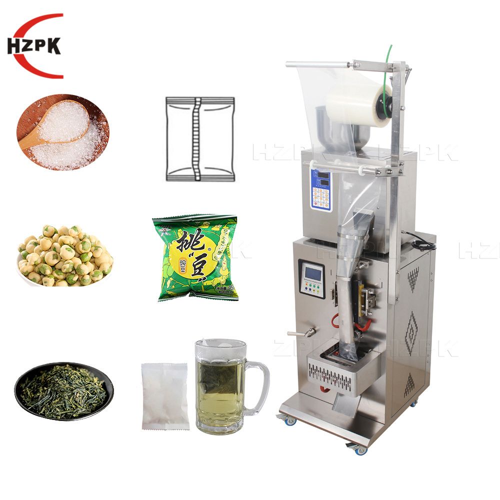 HZPK small automatic spice pouch sugar nut food snacks powder plastic sachet tea bag weighing multi-function packaging machine