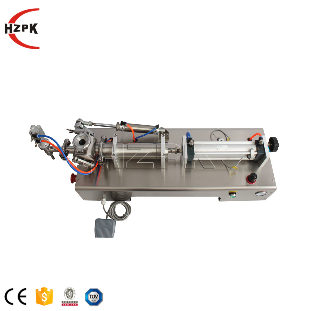 HZPK semi automatic small piston beverage honey shampoo cosmetic plastic water bottle liquid paste packing and filling machine