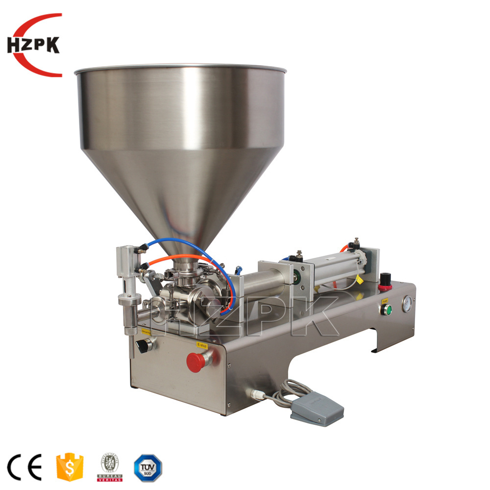 HZPK semi automatic small piston beverage honey shampoo cosmetic plastic water bottle liquid paste packing and filling machine