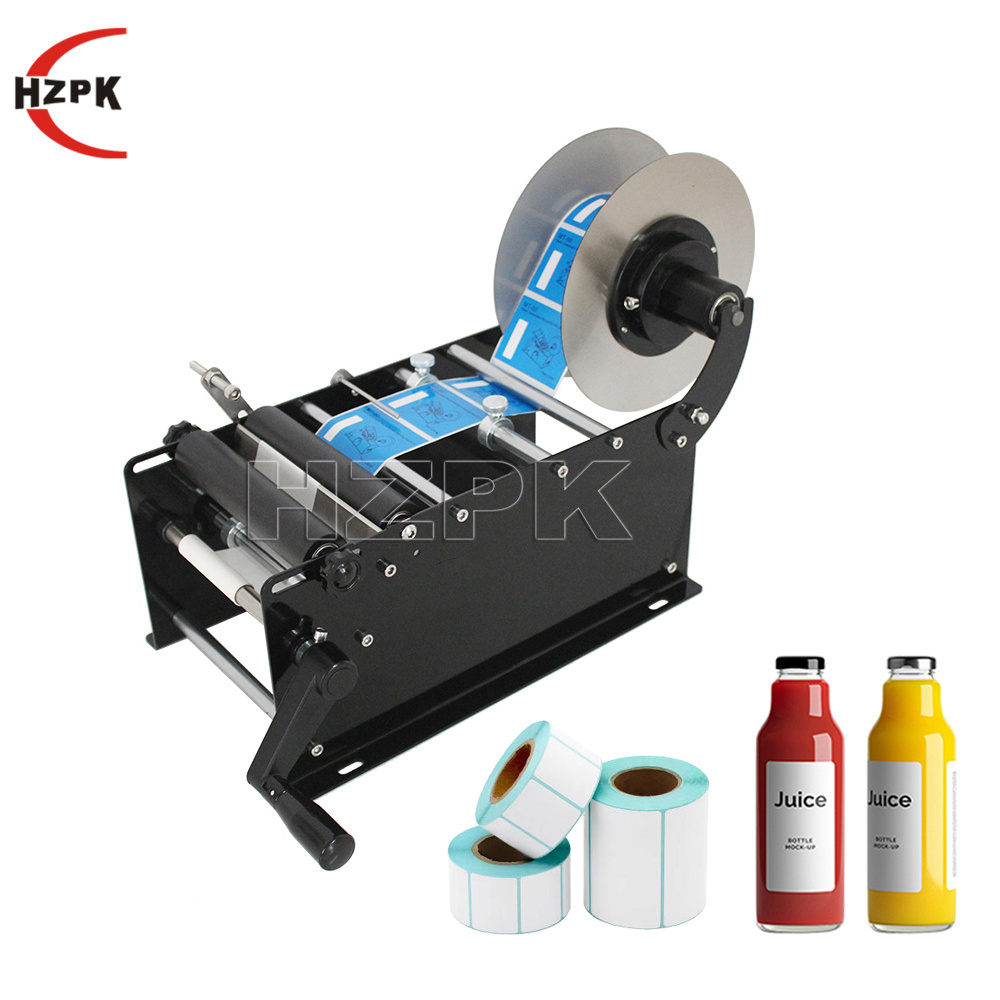 HZPK Simple Manual Labeling Machine Round Bottle Adhesive Sticker With Handle Labeling Machine Wine Bottle Small Packing Machine