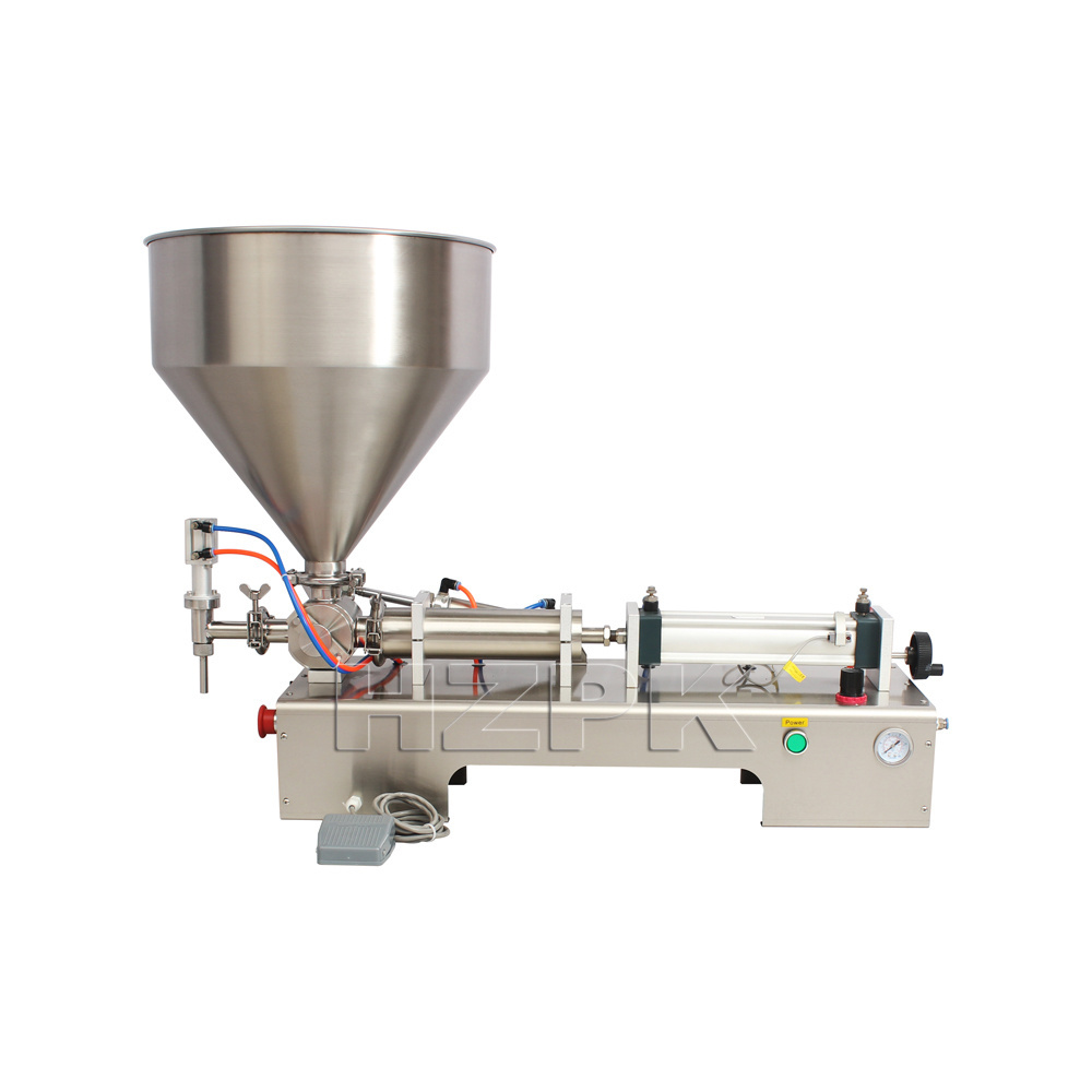 HZPK semi automatic small piston beverage honey shampoo cosmetic plastic water bottle liquid paste packing and filling machine