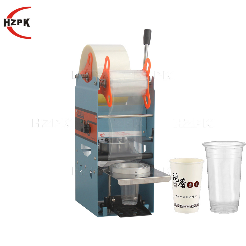 HZPK manual bubble tea plastic paper cups sealer sealing machine for bubble tea shop equipment cup sealer