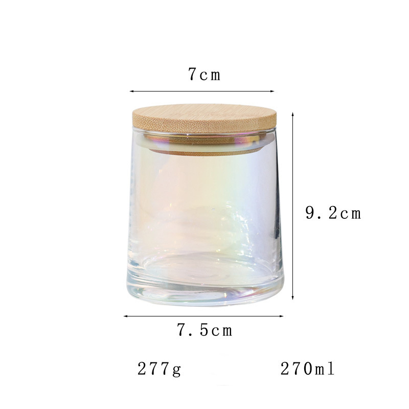 Iridescent 6oz 8oz 10oz Customization High Quality Empty Luxury Glass Candle Jars For Candle Making Candle Container With Lid