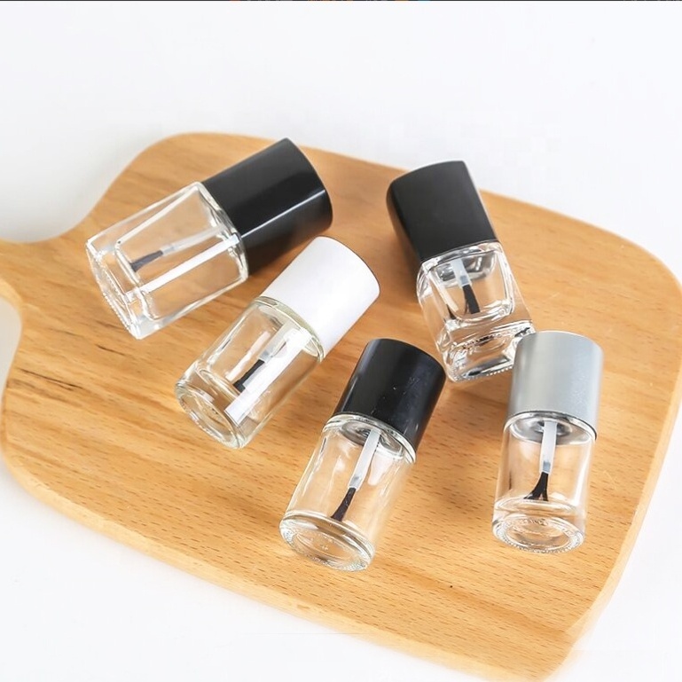 Eco Friendly Custom Logo Wooden Cap Bamboo Lid Nail Polish Glue Empty Bottle 5ml 10ml 15ml Round Nail Polish Bottle with Brush