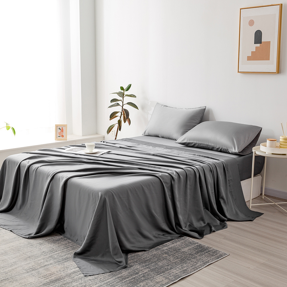 Wholesale 300tc Queen Pure Natural 100% Bamboo Viscose Grey Quilt Duvet Cover Bed Sheet Bedding Sets