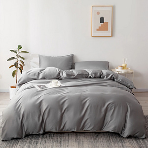 Wholesale 300tc Queen Pure Natural 100% Bamboo Viscose Grey Quilt Duvet Cover Bed Sheet Bedding Sets