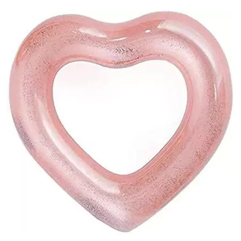 Wholesale Kid Adult Heart Shape Feather Sea Pool Floats Pvc Tube Donut Transparent Glitter Inflatable Swim Ring