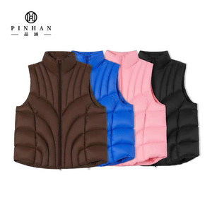 Custom Men's Short Puffer Vest Loose Sleeveless Down Vest Zipper Puff Gilet Warm Tank Top for Women and Men