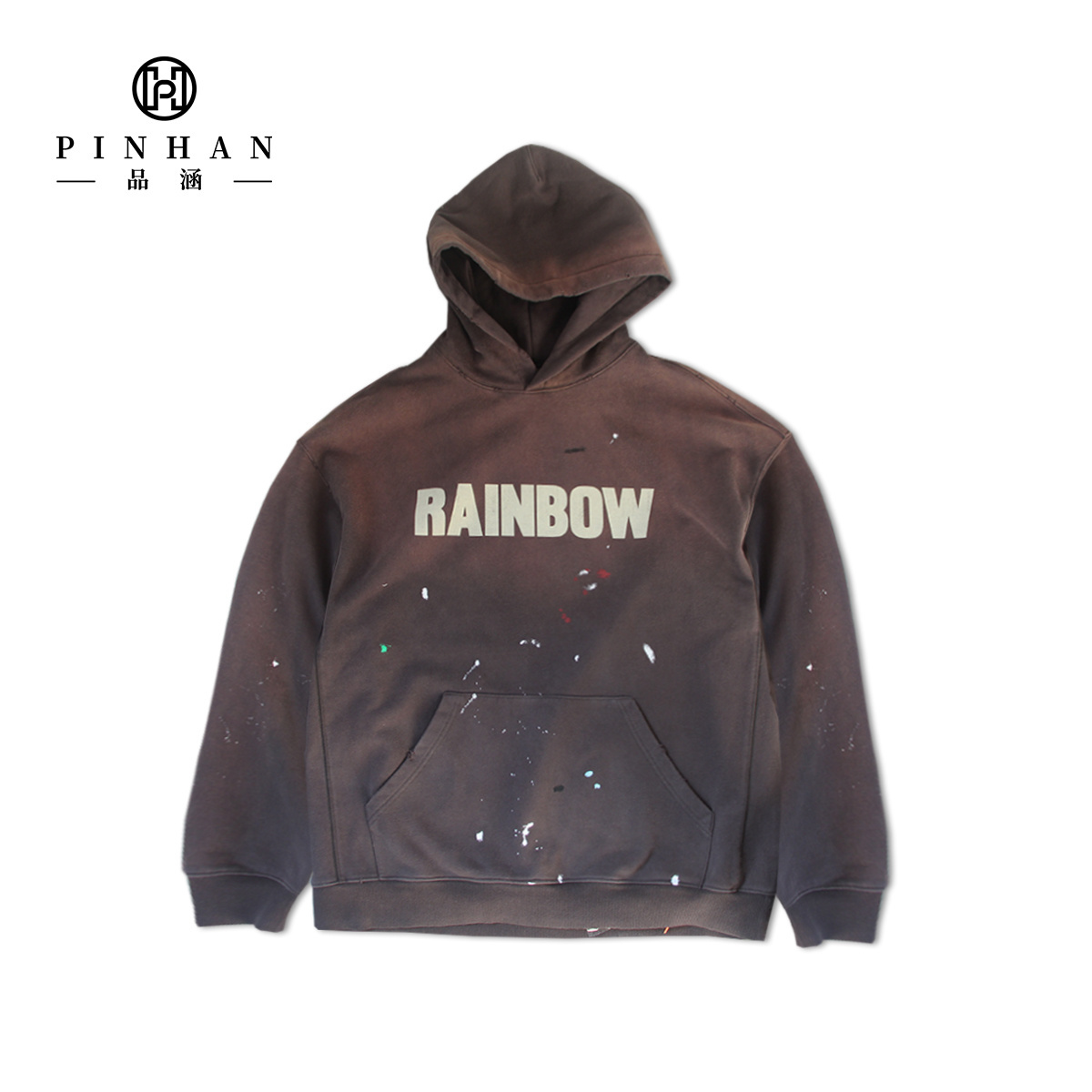 Comfortable Casual Style Unique Rainbow Design Anti-Shrink Multicolored Embroidery Autumn Spring Men's Hoodies & Sweatshirts