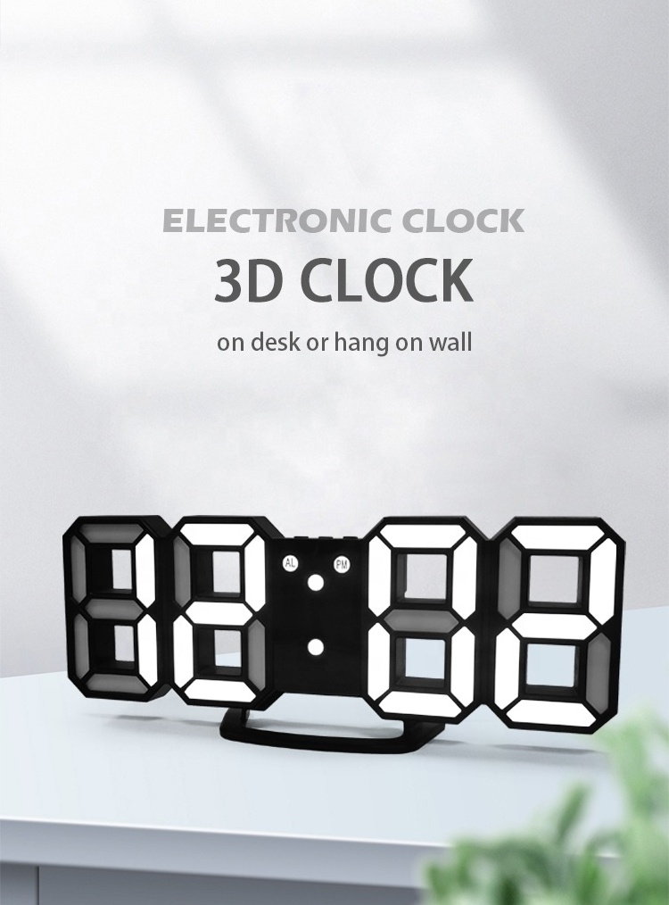 Modern Home Decor Desktop Wall Night Light Clock INS LED Digital Wall Clock with Large Display