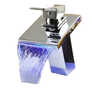 LED Faucet Spout Colorful Bathroom Basin Sink Waterfall Taps Led waterfall basin faucet Proway LED Waterfall