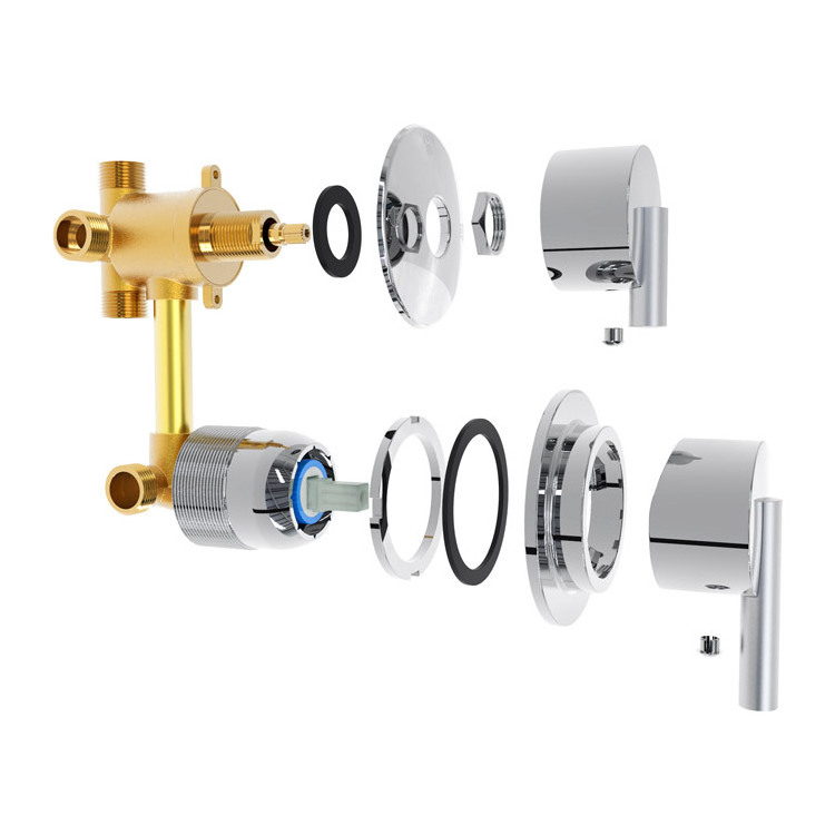 Proway Outlet Brass Mixing Valve Diverter Thermostatic Brass Gold Shower and Faucets Set Mixers Wall Mount