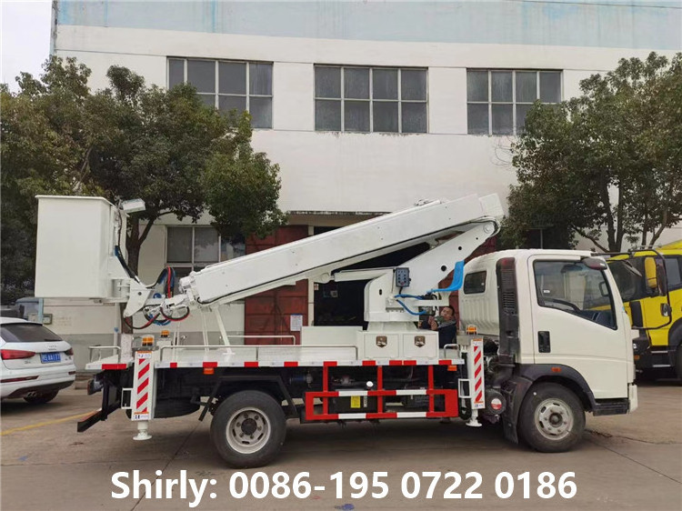 SINOTRUK HOWO Insulated Bucket Lift Work Platform Truck 14m 16m Aerial Truck 50ft 3 Section Extending Boom Arm Manual EURO 5