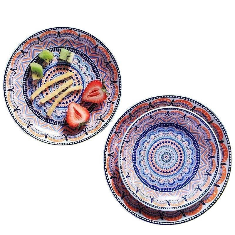 Restaurant Luxury Bohemian Porcelain Dinner Plates Serving Ceramic Dishes Moroccan Plate