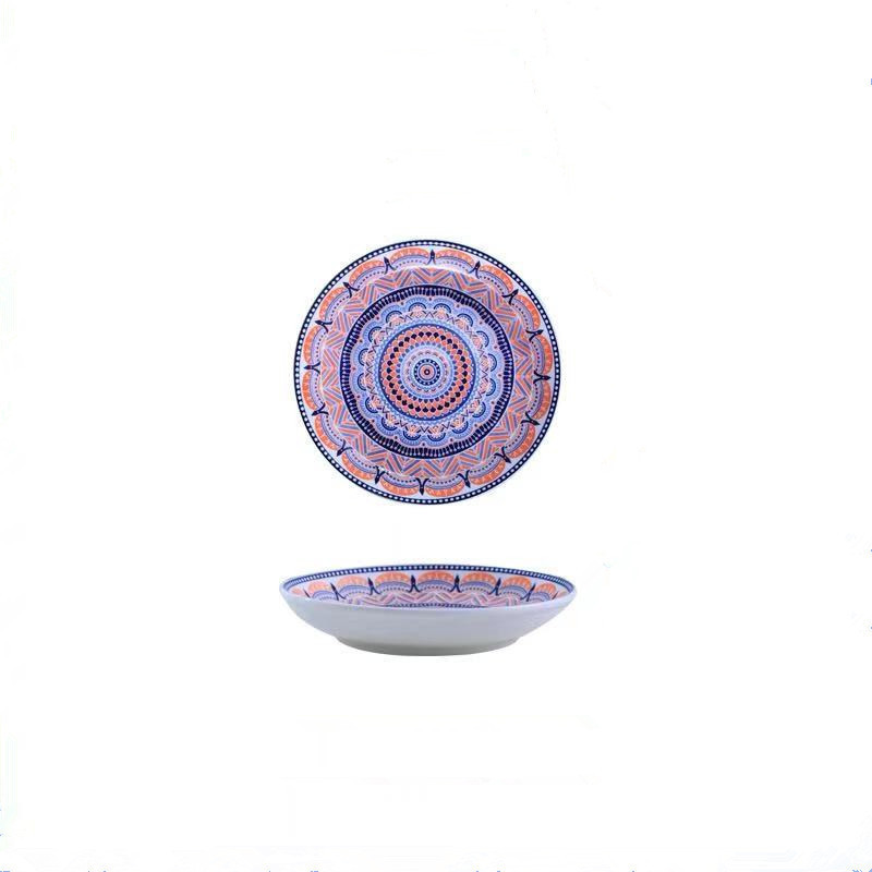 Restaurant Luxury Bohemian Porcelain Dinner Plates Serving Ceramic Dishes Moroccan Plate