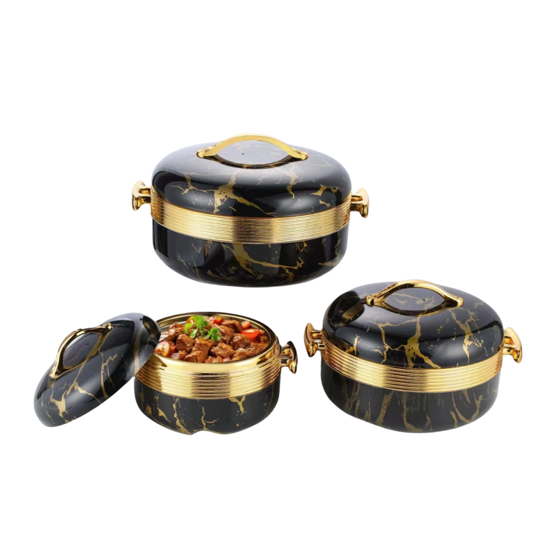 2024 New design 3PCS Abs 1L/2L/3.5LL  Stainless Steel Big Insulated Casserole Thermal Hot Pot Food Warmer Container