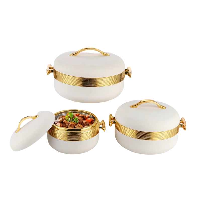 2024 New design 3PCS Abs 1L/2L/3.5LL  Stainless Steel Big Insulated Casserole Thermal Hot Pot Food Warmer Container