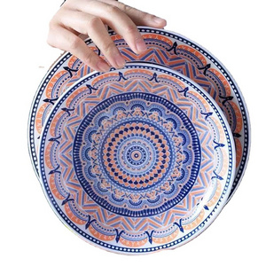 Restaurant Luxury Bohemian Porcelain Dinner Plates Serving Ceramic Dishes Moroccan Plate