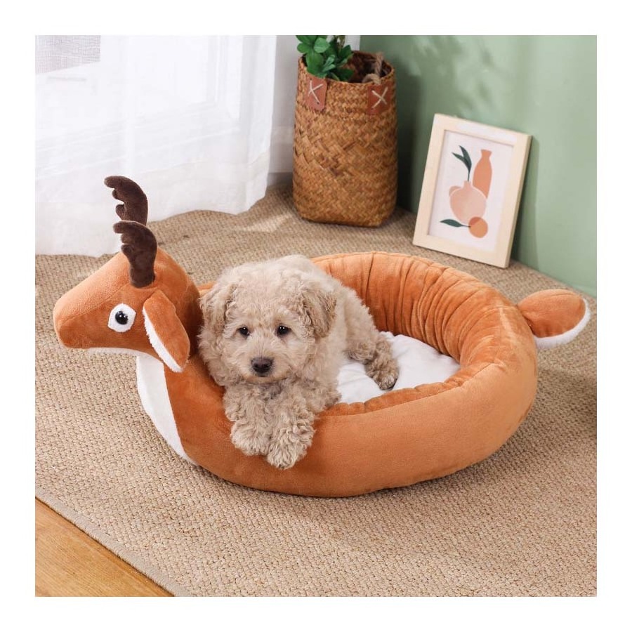 Fawn Shaped Pet Kennel Four seasons universal pet mat PP Cotton Crystal Velvet Fabric Cat Litter Box