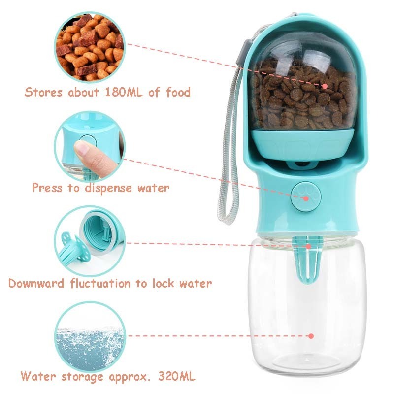 Pet Travel Supplie for Feeding and Water Dog Cat Foldable Portable Travel Pet Feeder Water Bottle