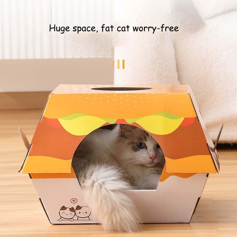 Customized Cats Accessories 2 In 1 Cute Scratchers For Cats House Cardboard Indoor For Cat