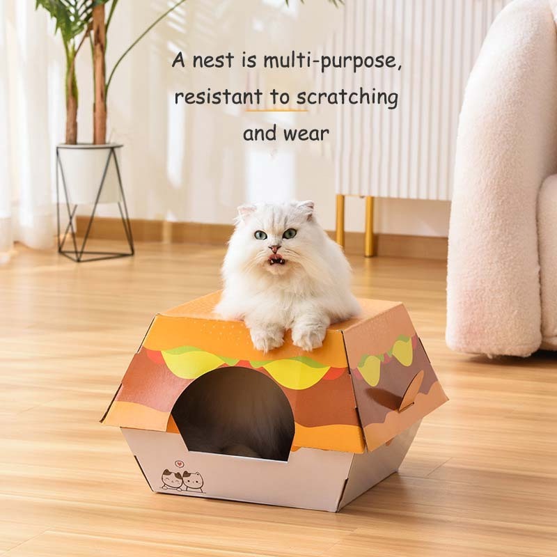 Customized Cats Accessories 2 In 1 Cute Scratchers For Cats House Cardboard Indoor For Cat