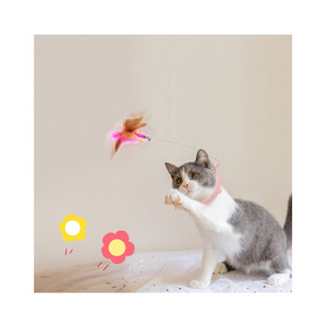 Silicone Pet Collar Bell Feather Tease Cat Stick Accompanying Interactive Cat Toy