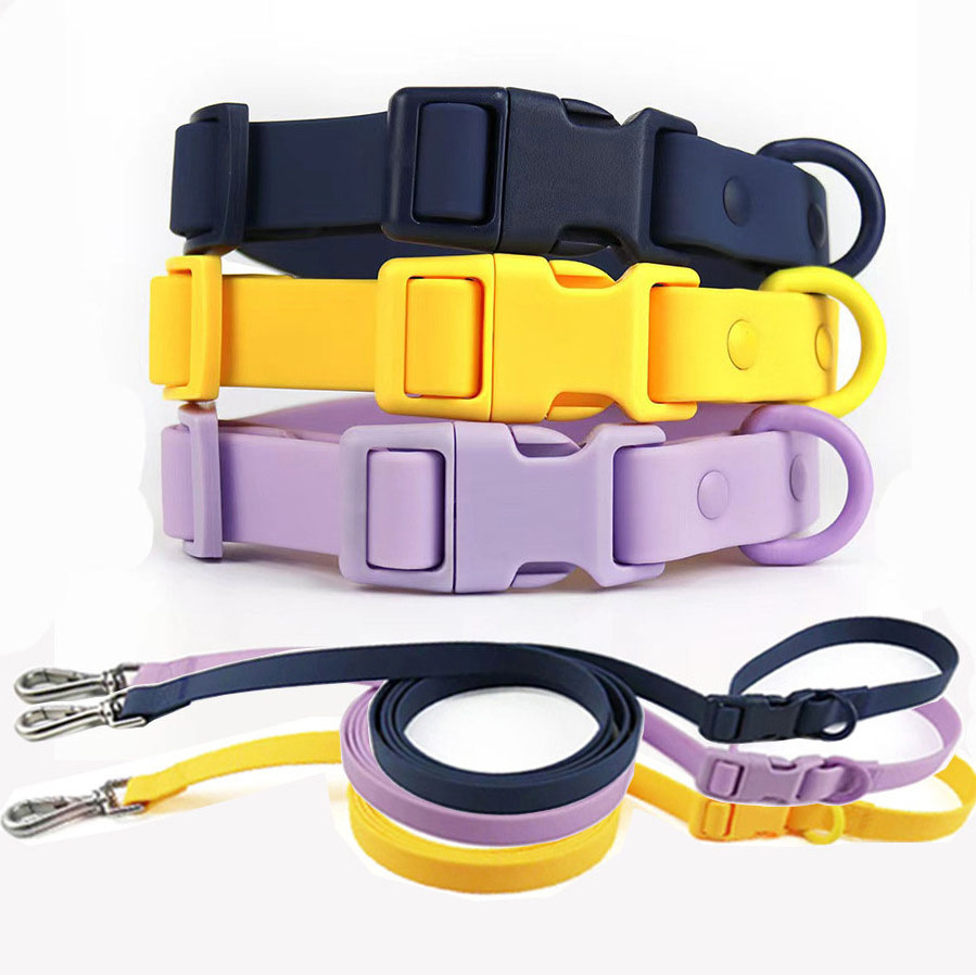 Customized Logo Color Silicone PVC TPU Waterproof Adjustable Collar Heavy Duty Training Luxury Dog Collar and Leash