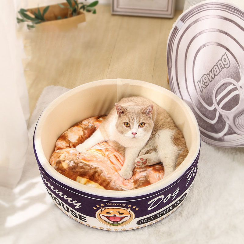 2022 New Creative Design Japanese Ramen Bucket Accessories Removable Mat Pet Bed For Dog Cat Soft Comfortable Warm Pet Home