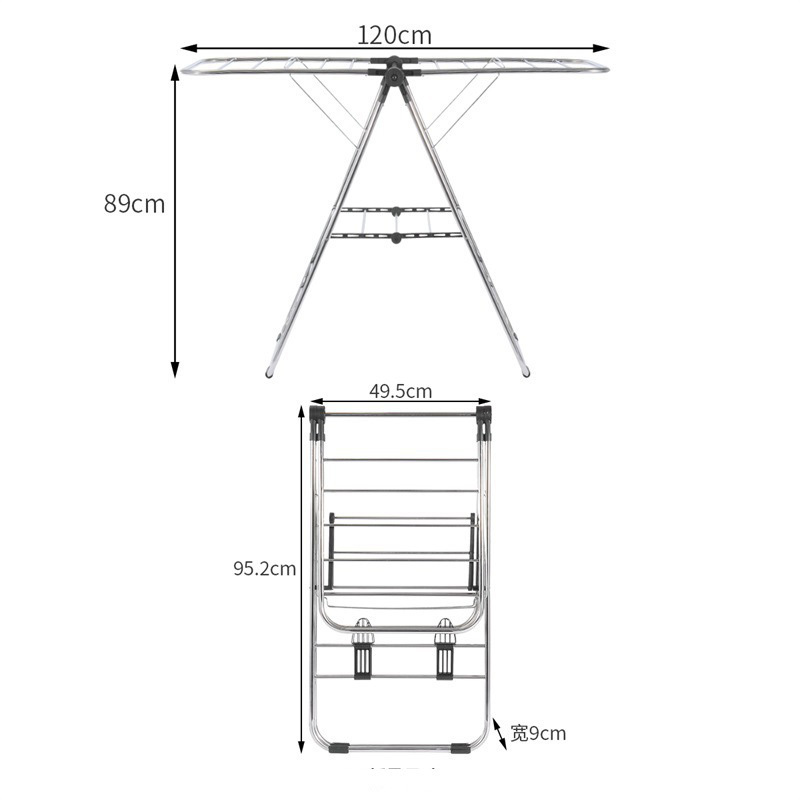 Stainless Steel Gullwing Space-Saving Laundry Rack retractable  foldable indoor Clothes Drying Rack