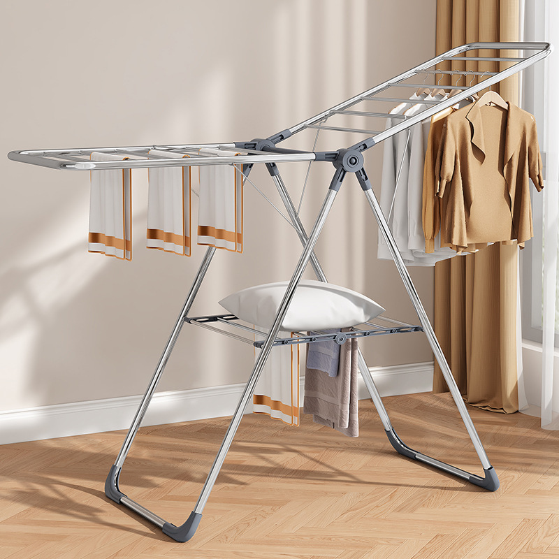 Stainless Steel Gullwing Space-Saving Laundry Rack retractable  foldable indoor Clothes Drying Rack