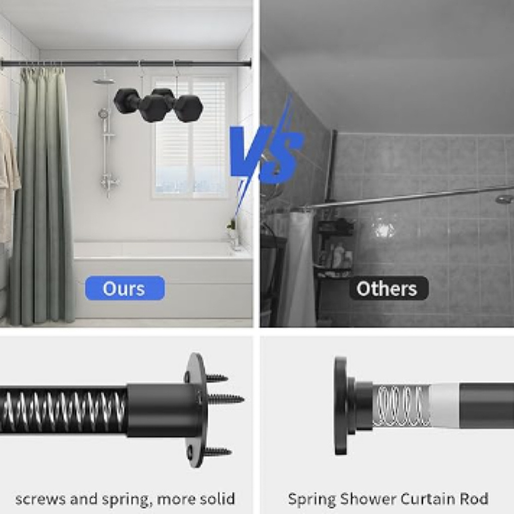 Hot Selling Rustproof Shower Curtain Rod Adjustable Telescopic Stainless Steel Bathroom Curtain Rod