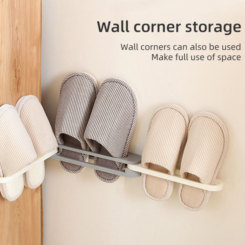 Popular Foldable Slippers Holder Shoes Hanger Wall Mounted Hanging Adjustable Corner Three-in-one Bathroom Storage Organizer