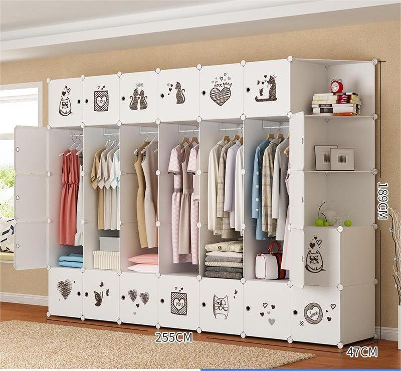 Simple modern storage hanging assembly household plastic fabrics organizadores de wardrobe closet storage