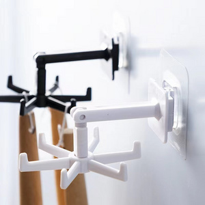 2024 hot sell Kitchen Utensils Multifunctional Rotating Storage Hook 360-degree Six-claw Punch-free Sticky Hooks Folding Hanger