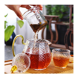 New Dragon Scale Filter Brewing Tea Pot Household Tea Water Separation Brewer Flower Tea Pot Glass Set