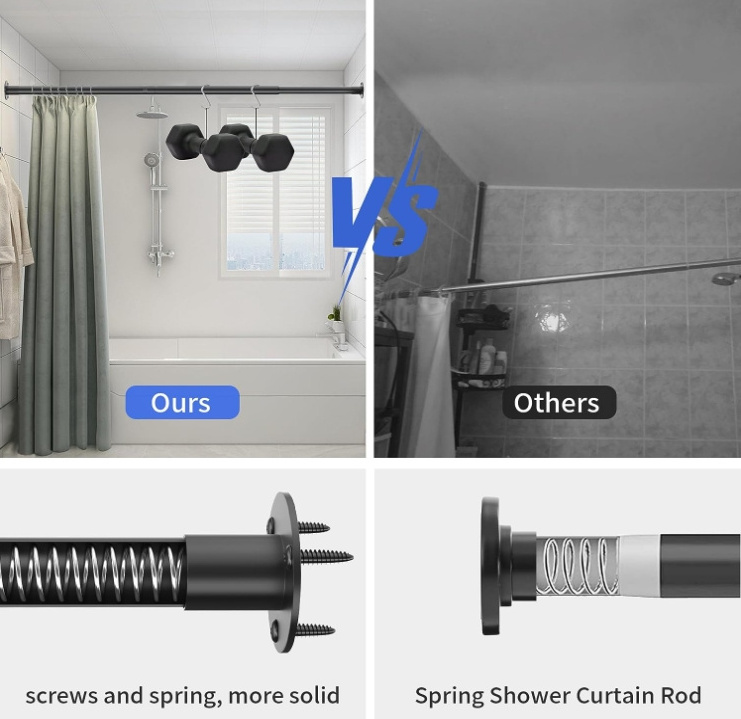 wholesale Stainless Steel Rust Resistant Adjustable Shower Curtain Rod for Bathrooms Doorways Closets