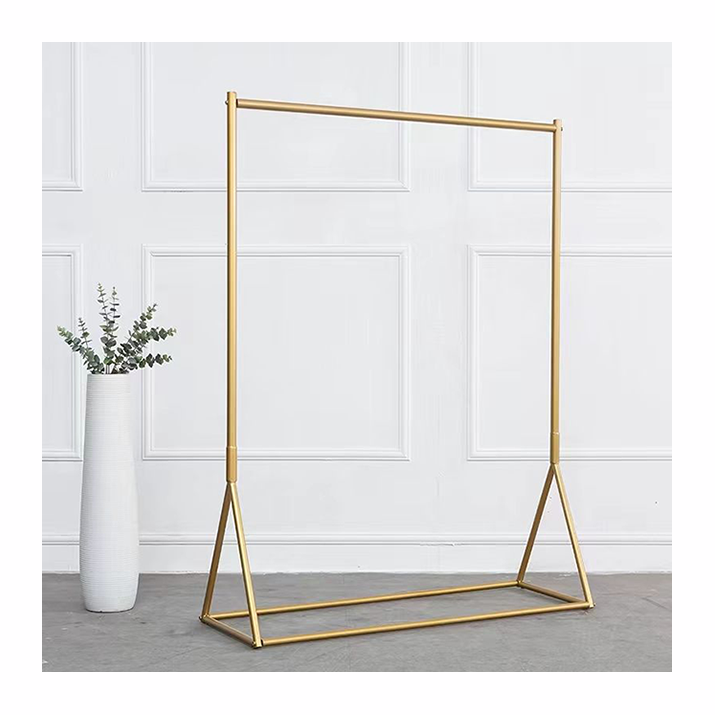 Simple gold clothing rack iron floor coat rack women's clothing store coat rack