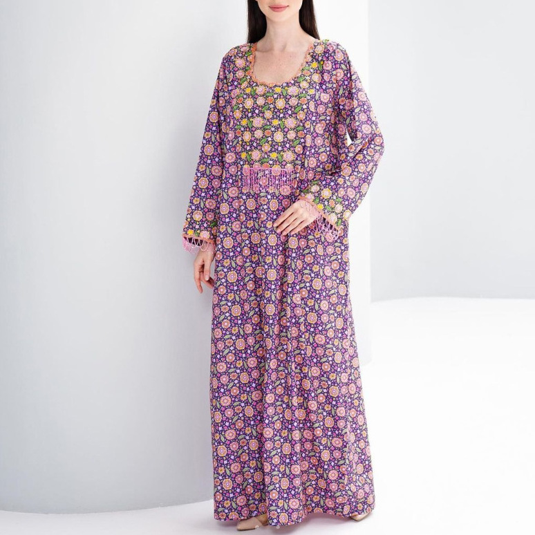 modest arabic Women jalabiya Ramadan EID floral Beaded embroidery high quality middle eastern jalabiya dress for women