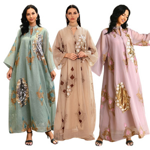 Muslim Evening Gown Beaded Embroidered Dress Abaya Hersteller Abaya Factories Grossiste Abaya Natural Woven Party Dubai Women