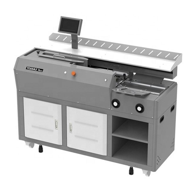 QK-TC60A3 high speed perfect wireless double rubber wheel hot melt Semi-automatic glue book binding machine with side glue