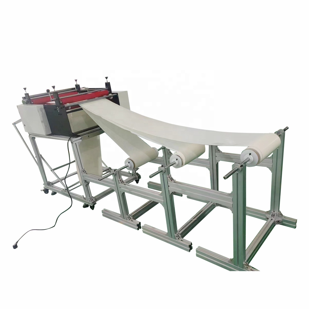 QK-500  500mm Full automatic three rolls Art paper non-woven fabric cloth PVC  PET Film roll to sheet cutter cutting machines